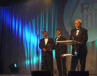 Ranjan Dash (on left) and Trustee Chair Professor of Materials Science and Engineering Director of the A.J. Drexel Nanotechnology Institute Y.Gogotsi (in center) with 