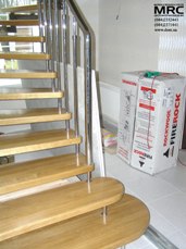 Stairs from oak and baluster from stainless steel