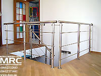 Baluster from polished stainless steel on second level