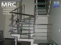 Staircase, stainless steel, glass