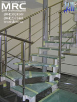 Staircase, stainless steel, glass