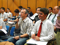            . , , 2009.    .  (In the hall of meetings during conducting of theFirst International Symposium on Enhanced Electrochemical Capasitors. Nant, France, 2009. Extreme on the right professor Yu. Gogotsi) 