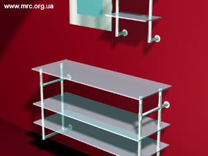 steel construction for the wall glass shelves